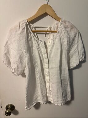 J.Crew V-Back Linen Blouse